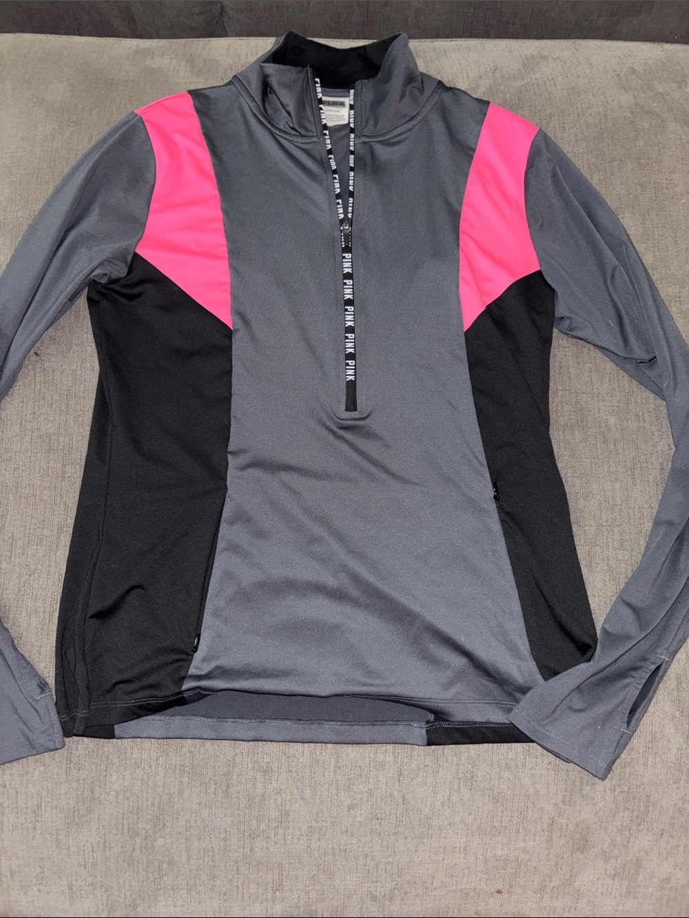 PINK Victoria's Secret Black and Gray Hooded Pullover